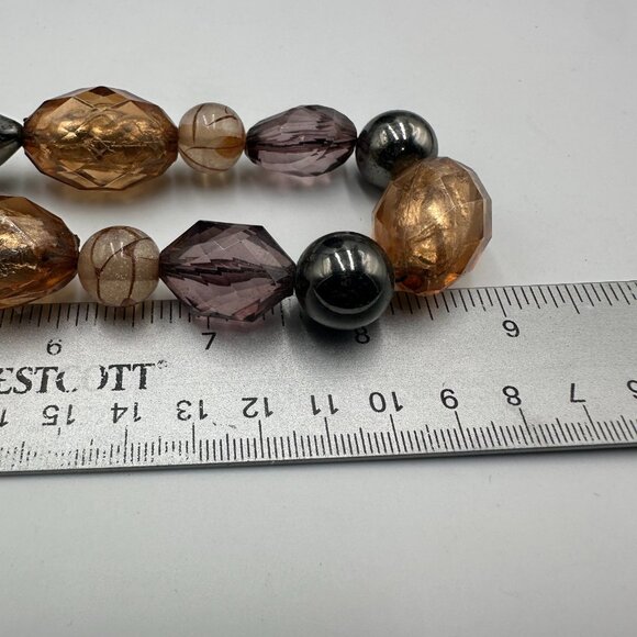 3/$30 NY Necklace Amber Color Purple Faceted Acrylic Beads Chunky Statement 18" - Picture 8 of 11
